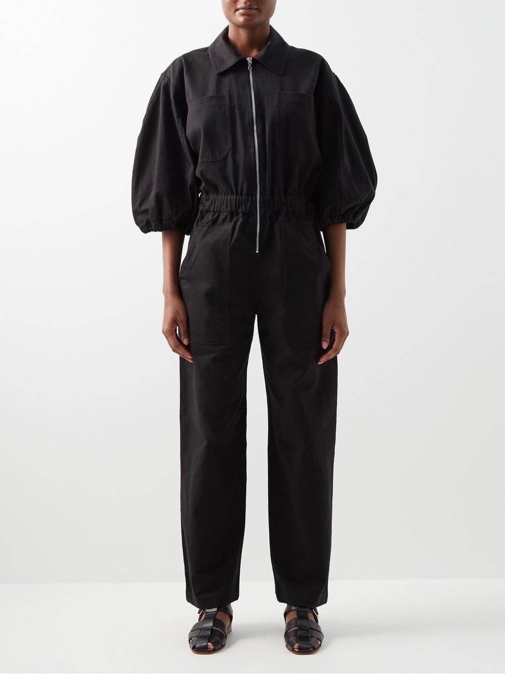 Sea New York Sia Puff-Sleeve Cotton Jumpsuit